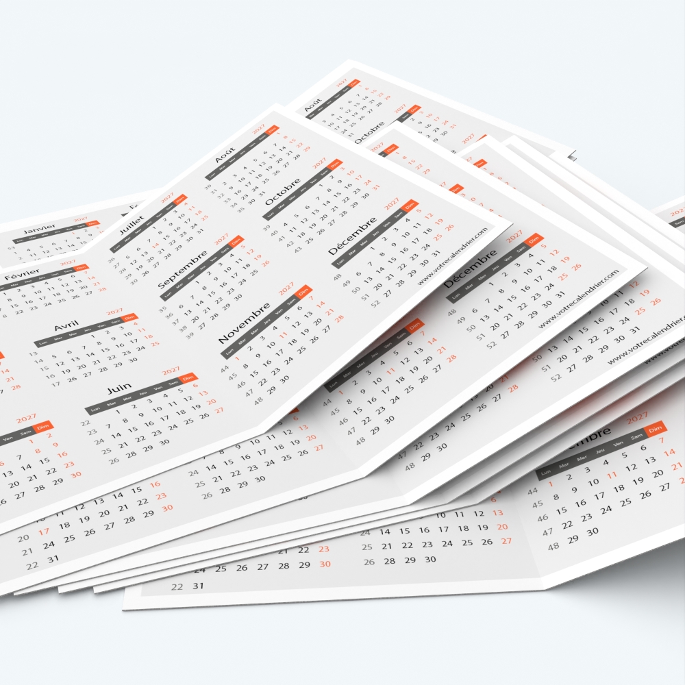 Calendrier de poche DOUBLE - Minimum de commande : 25 exemplaires