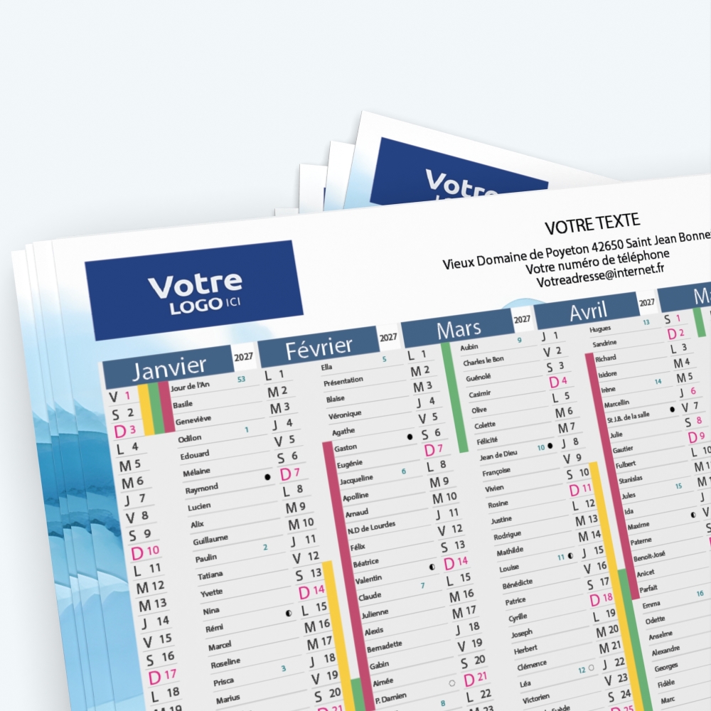 Calendrier de poche CLASSIC - Nombre de photos, logos et texte illimité