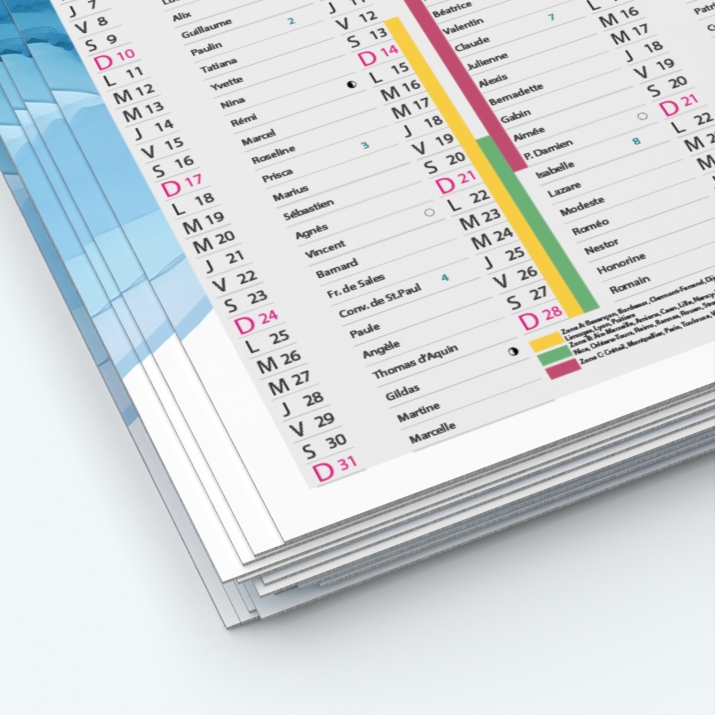 Calendrier de poche CLASSIC - Papier épais rigide 400 g/m2