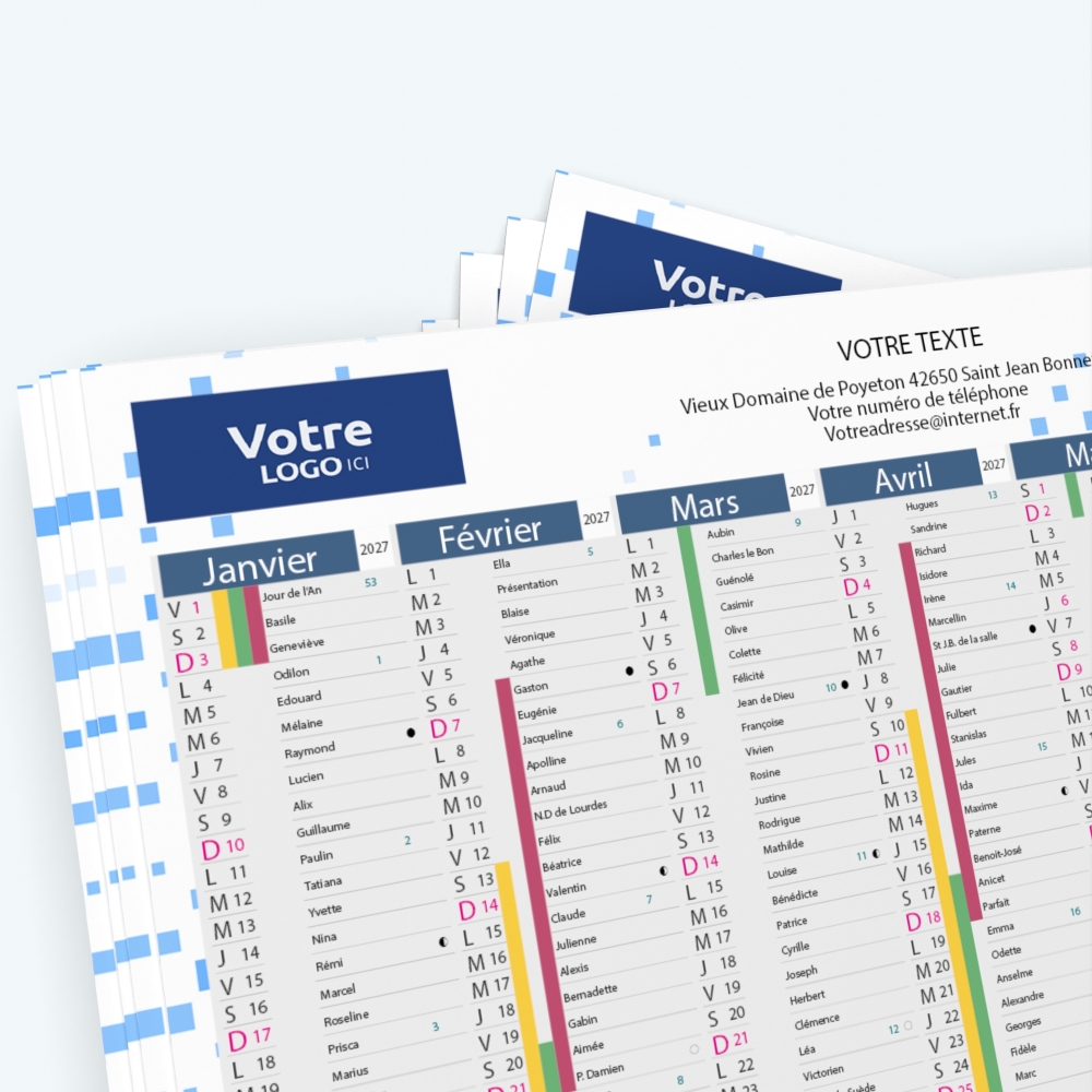 Calendrier de poche CLASSIC - Nombre de photos, logos et texte illimité