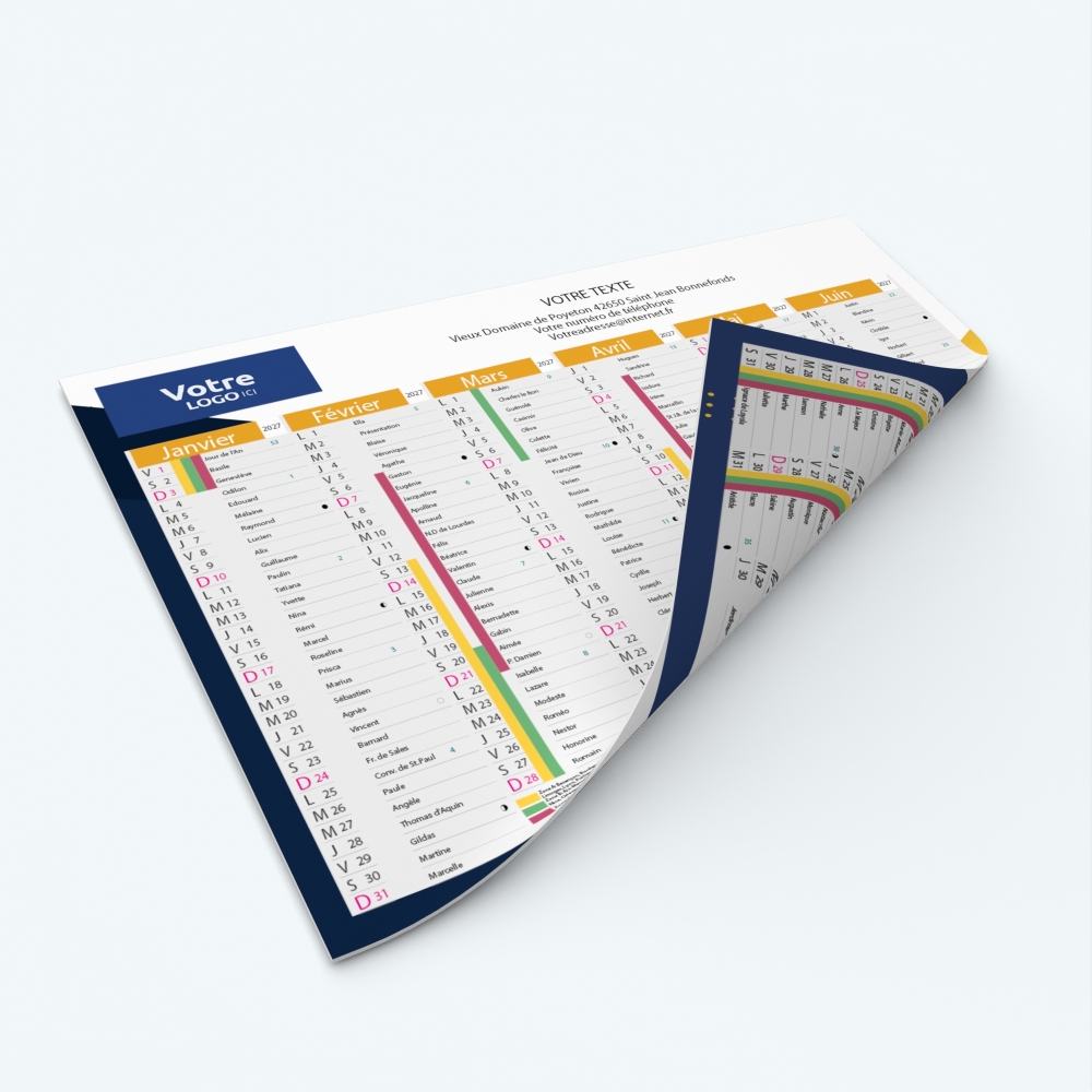 Calendrier de poche CLASSIC - Impression recto/verso