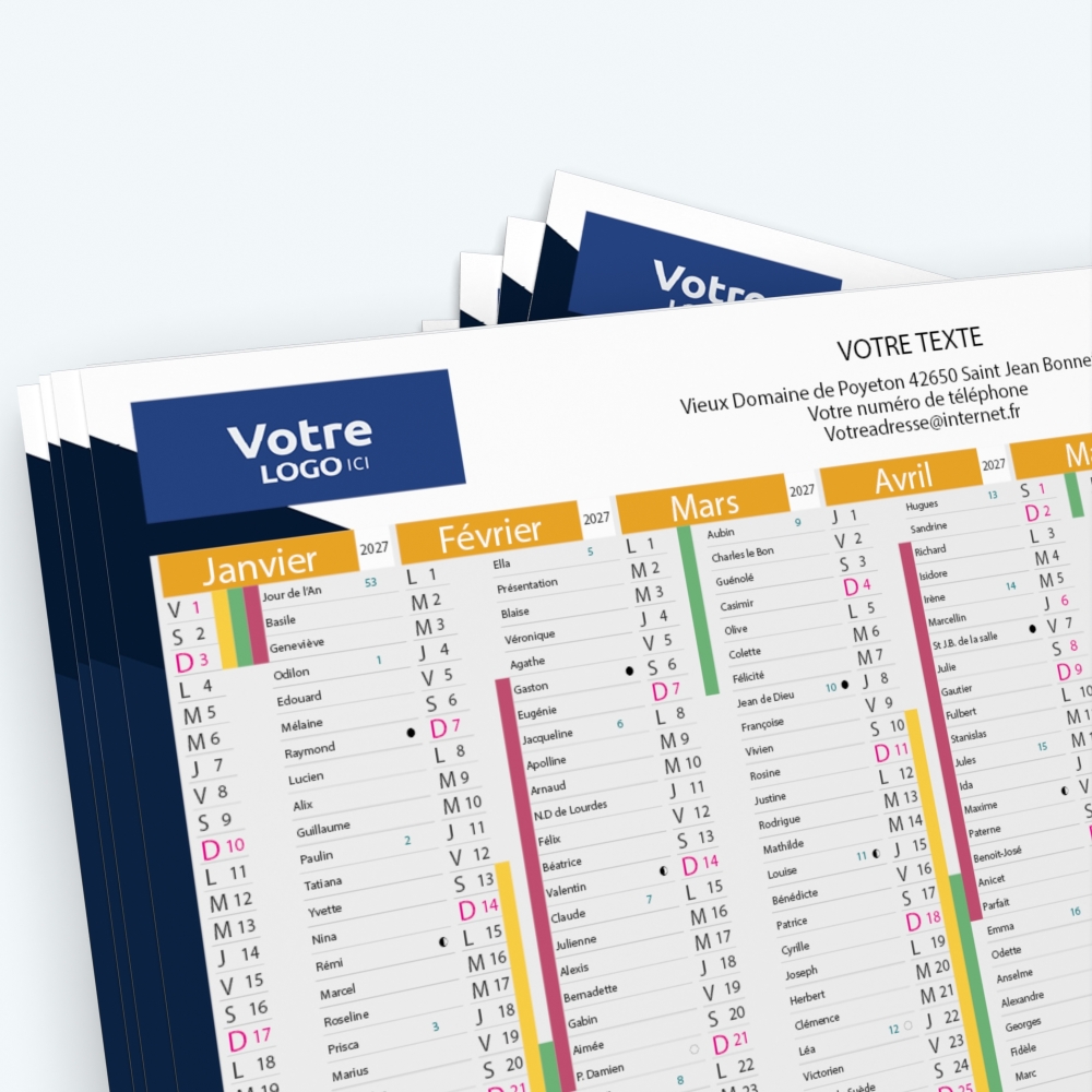 Calendrier de poche CLASSIC - Nombre de photos, logos et texte illimité