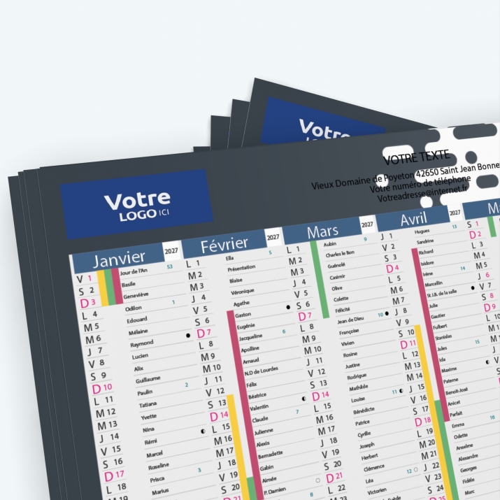 Calendrier de poche CLASSIC - Nombre de photos, logos et texte illimité