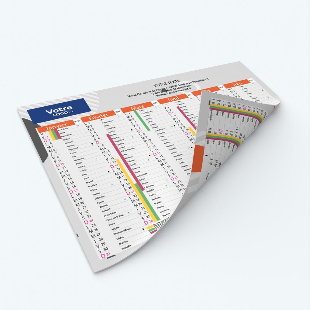 Calendrier de poche CLASSIC - Impression recto/verso