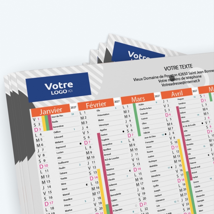 Calendrier de poche CLASSIC - Nombre de photos, logos et texte illimité