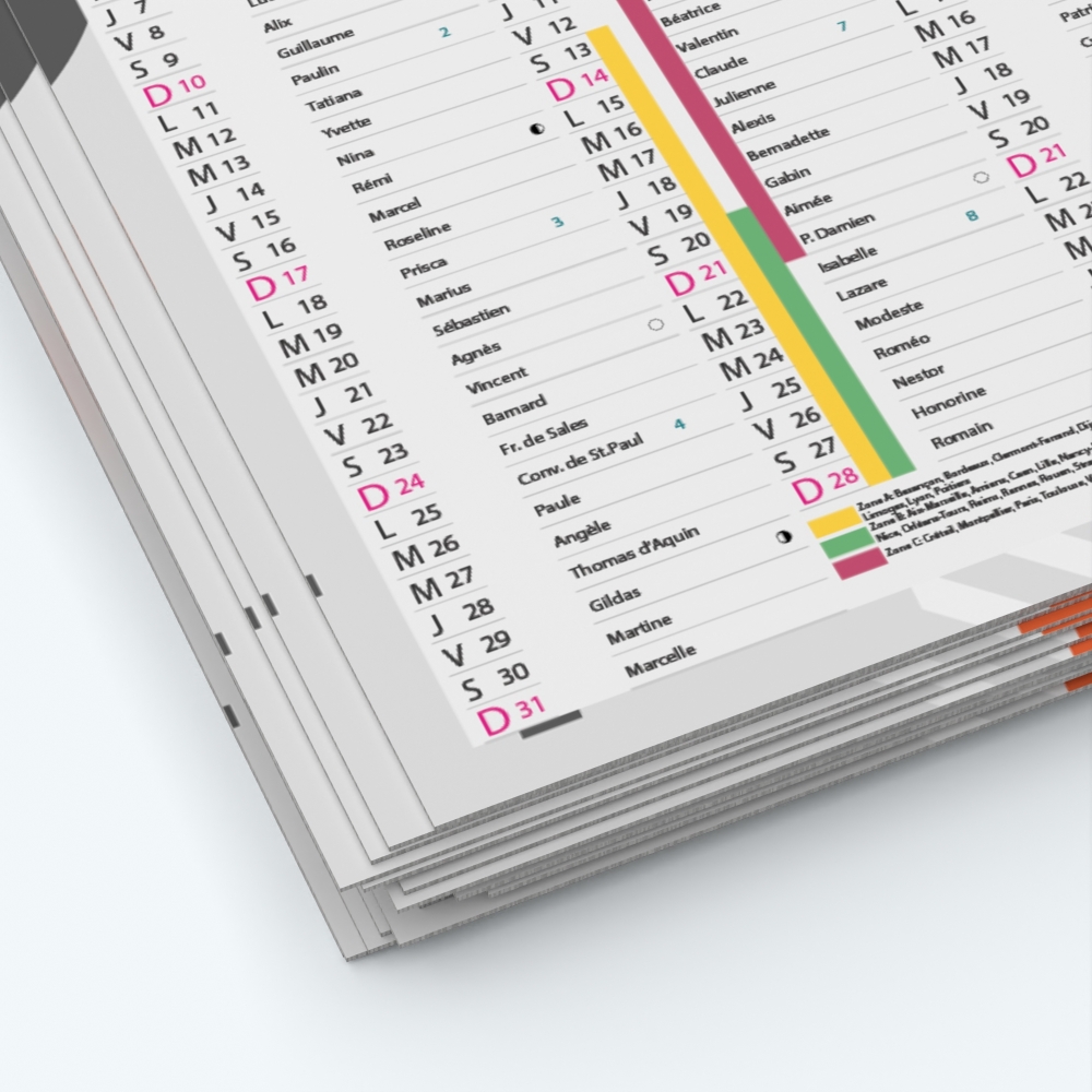 Calendrier de poche CLASSIC - Papier épais rigide 400 g/m2