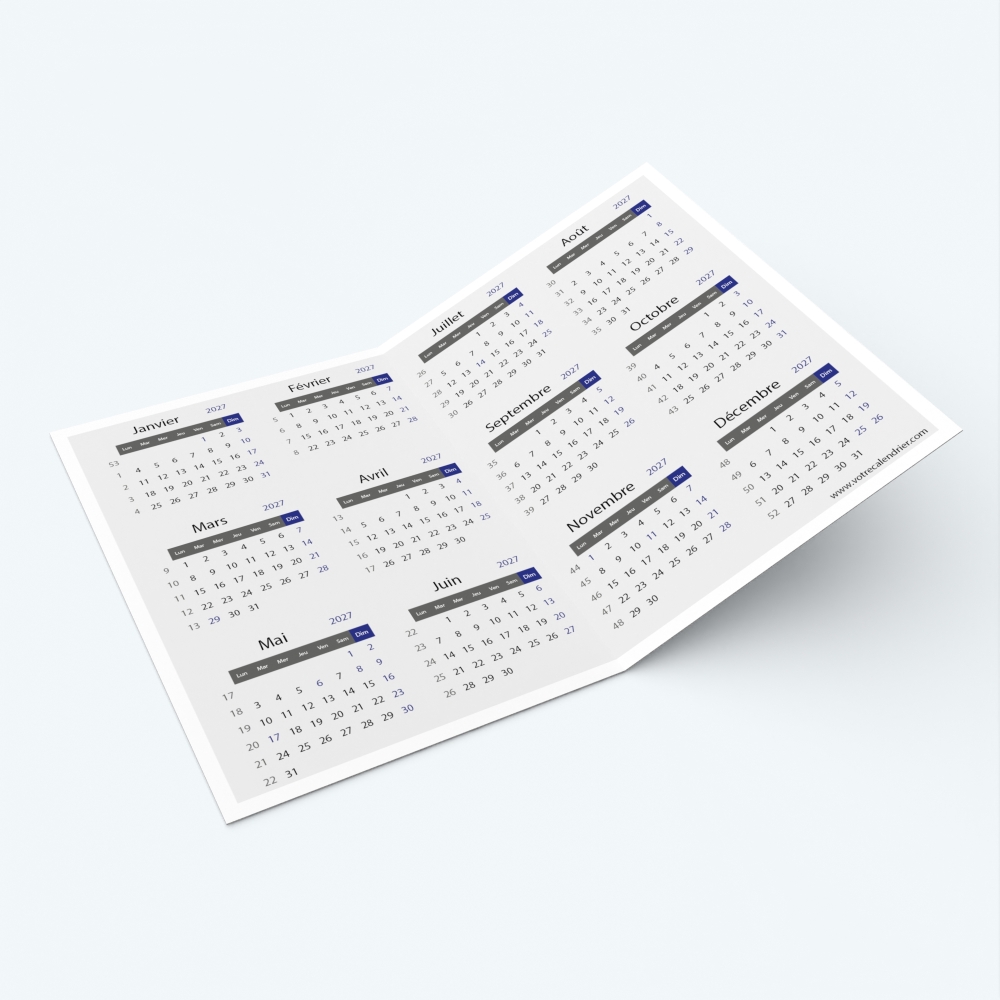 Calendrier de poche DOUBLE - Calendrier intérieur