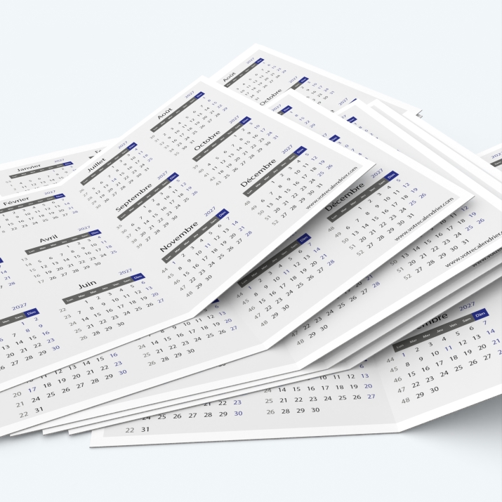 Calendrier de poche DOUBLE - Minimum de commande : 25 exemplaires