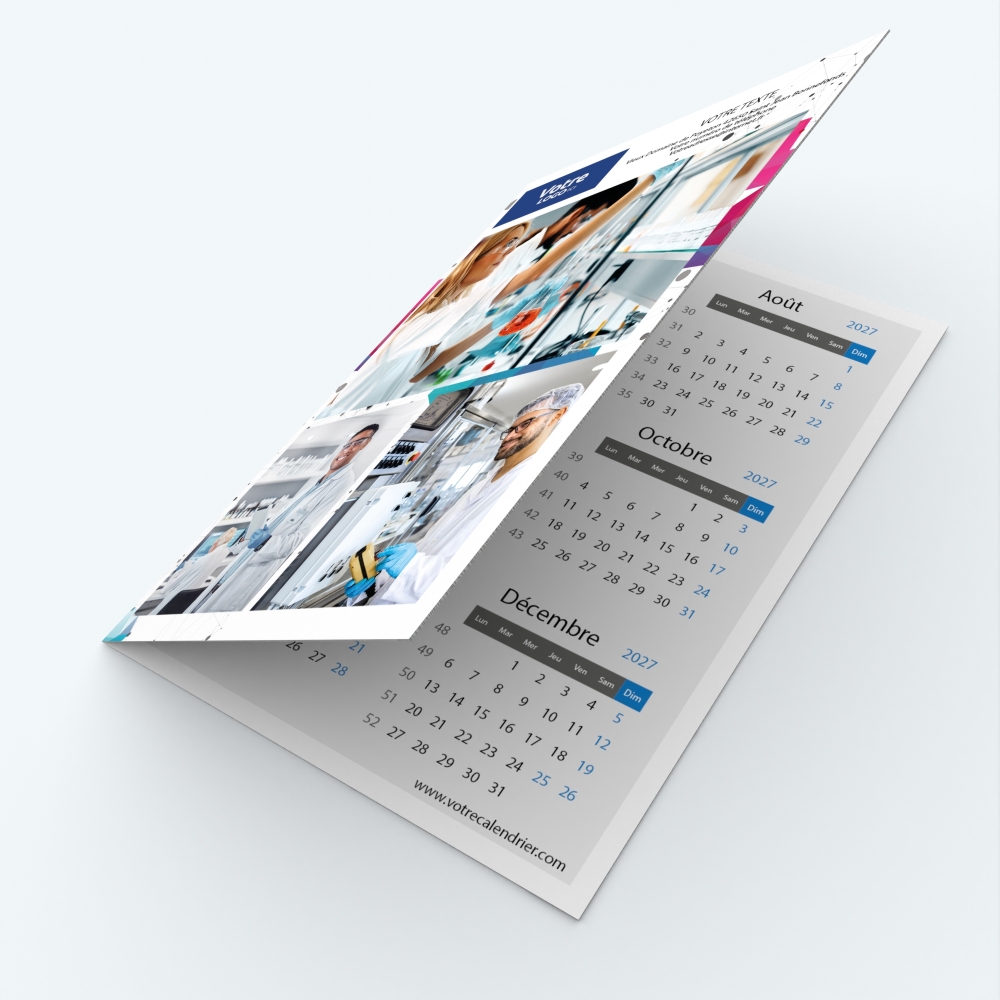 Calendrier de poche DOUBLE - Avant et dos entièrement personnalisables