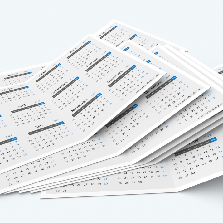 Calendrier de poche DOUBLE - Minimum de commande : 25 exemplaires