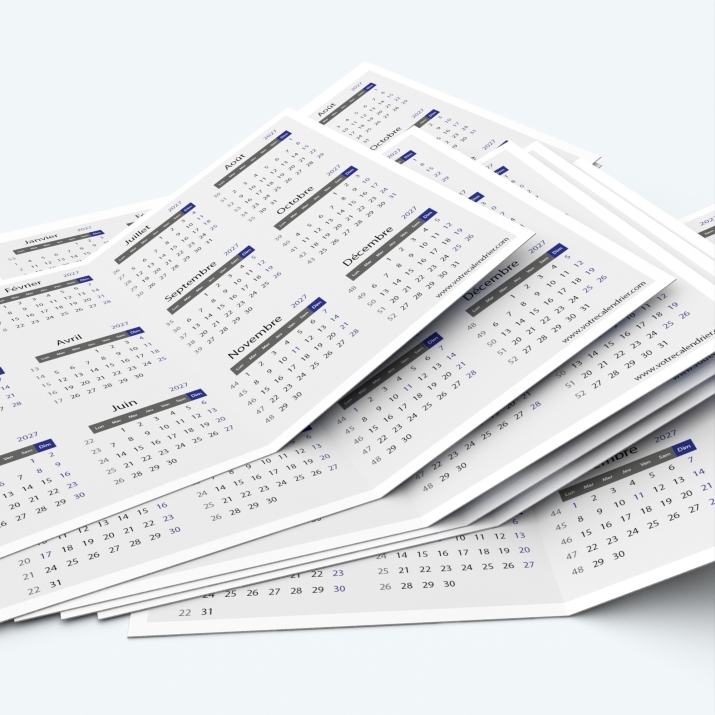 Calendrier de poche DOUBLE - Minimum de commande : 25 exemplaires