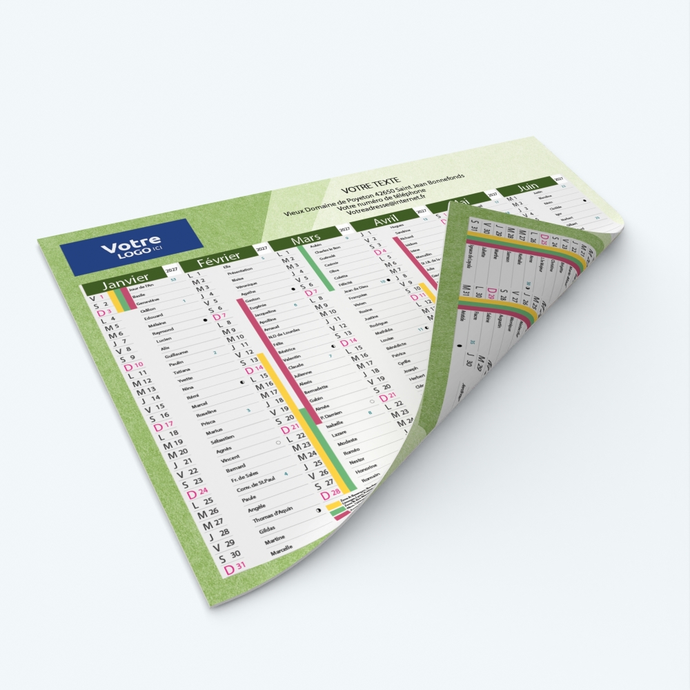 Calendrier de poche CLASSIC - Impression recto/verso