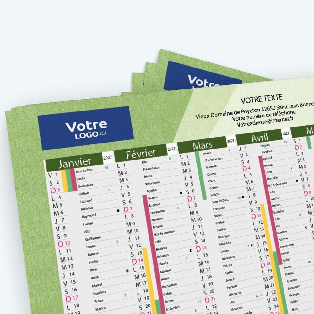 Calendrier de poche CLASSIC - Nombre de photos, logos et texte illimité