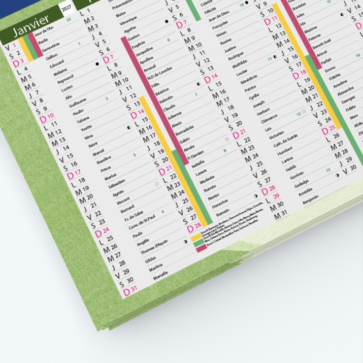Calendrier de poche CLASSIC - Grille calendaire personnalisable