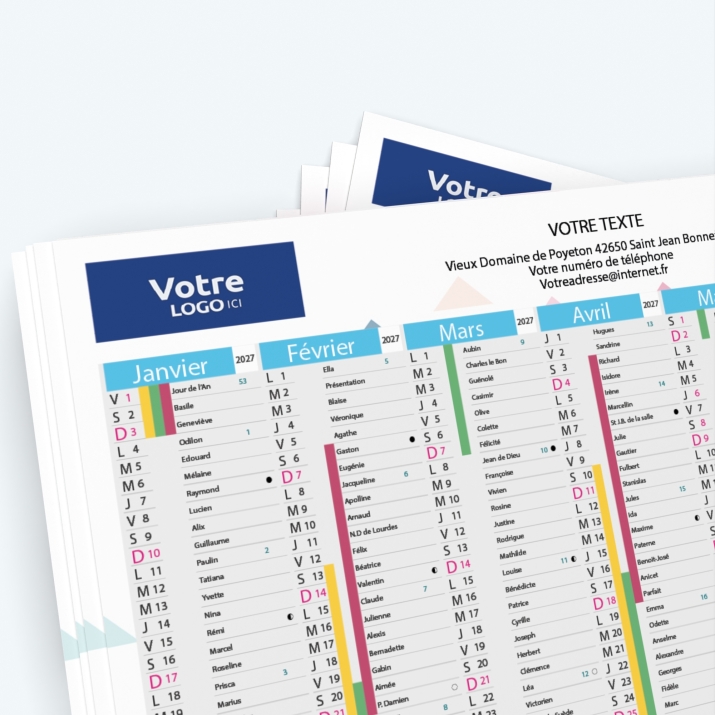 Calendrier de poche CLASSIC - Nombre de photos, logos et texte illimité