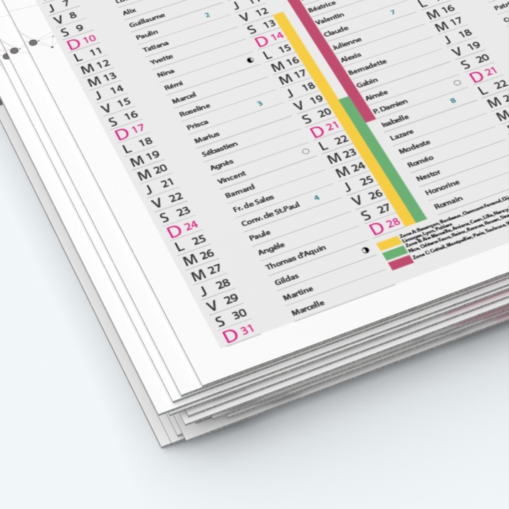 Calendrier de poche CLASSIC - Papier épais rigide 400 g/m2