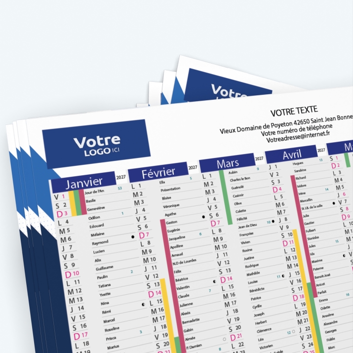 Calendrier de poche CLASSIC - Nombre de photos, logos et texte illimité