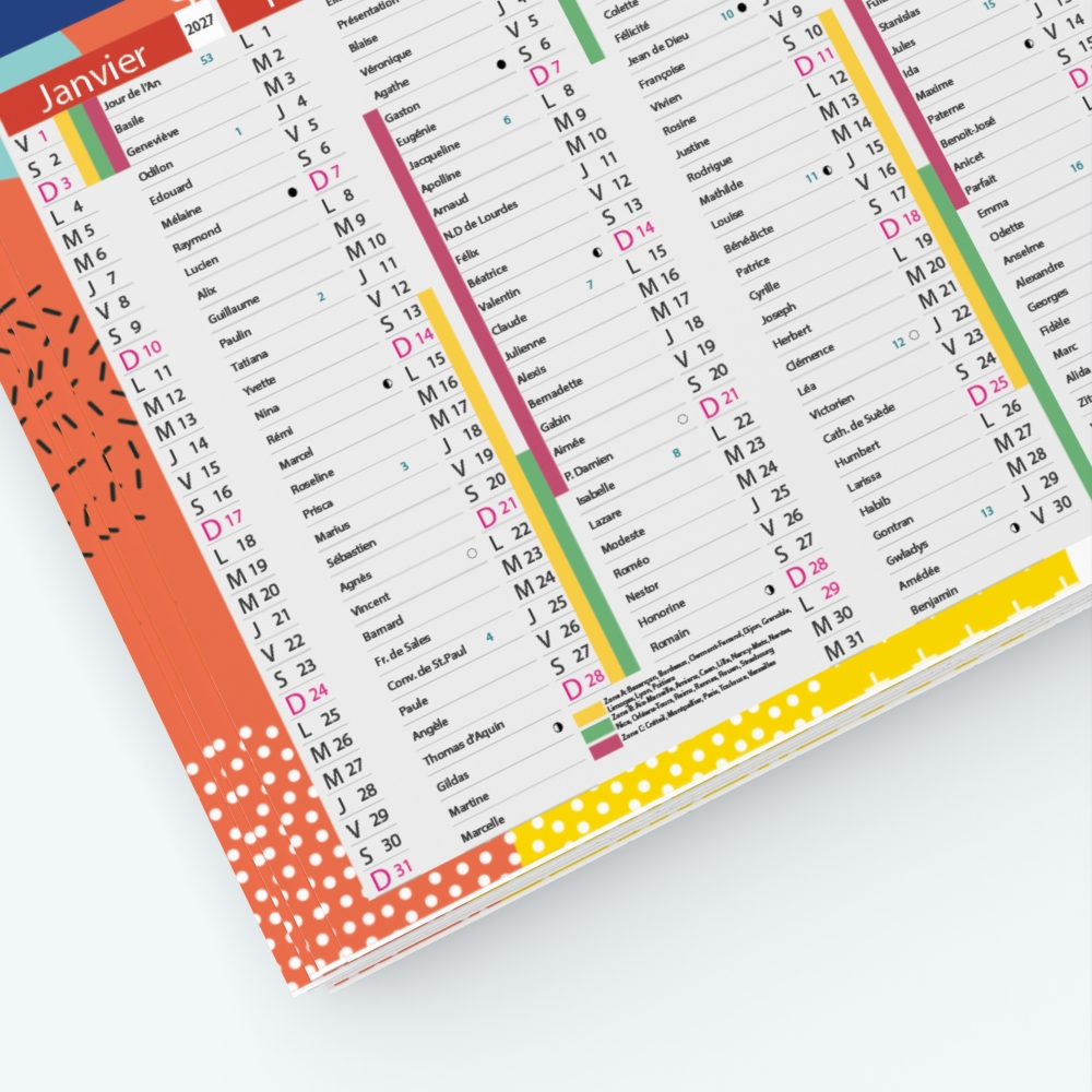 Calendrier de poche CLASSIC - Grille calendaire personnalisable