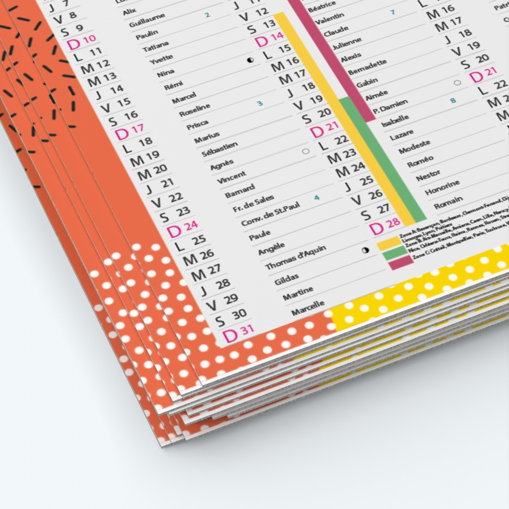 Calendrier de poche CLASSIC - Papier épais rigide 400 g/m2