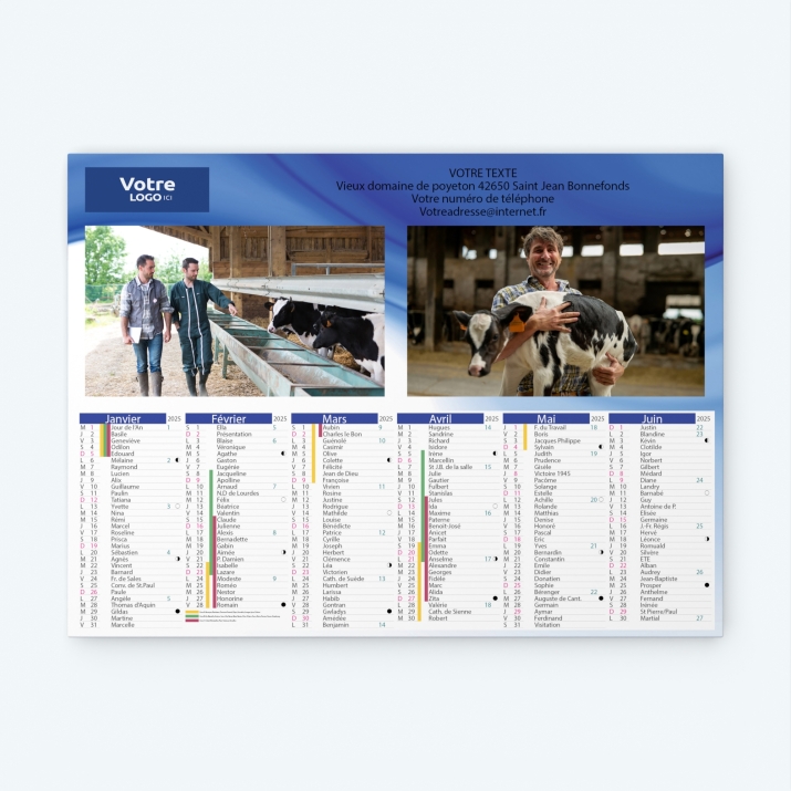 Calendrier bancaire carton Grille en Colonnes