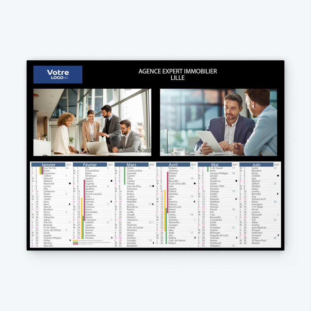 Calendrier bancaire carton Grille en Colonnes