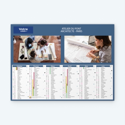 Calendrier bancaire carton Grille en Colonnes