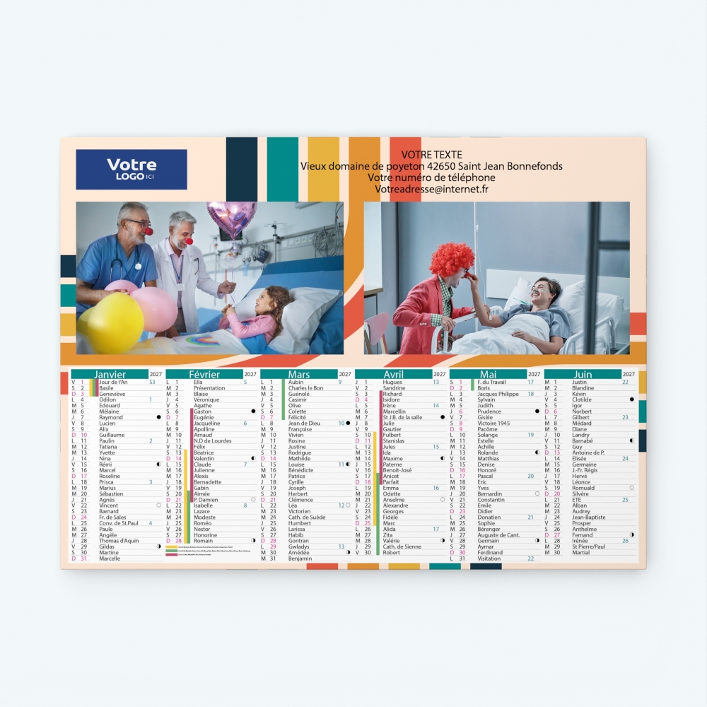 Calendrier bancaire carton Grille en Colonnes