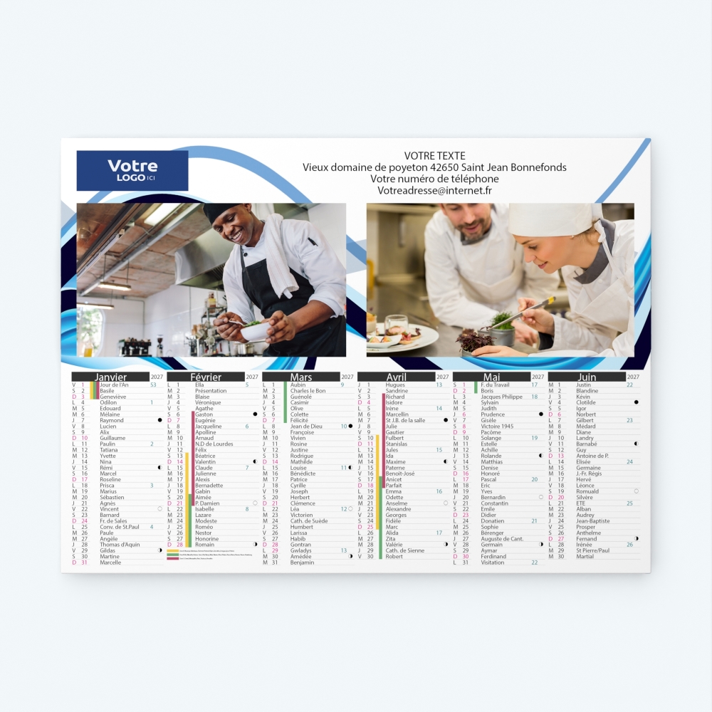 Calendrier bancaire carton Grille en Colonnes