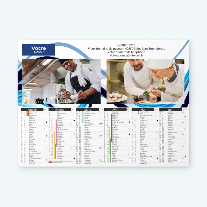 Calendrier bancaire carton Grille en Colonnes