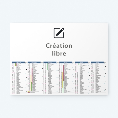 Calendrier bancaire carton Grille en Colonnes