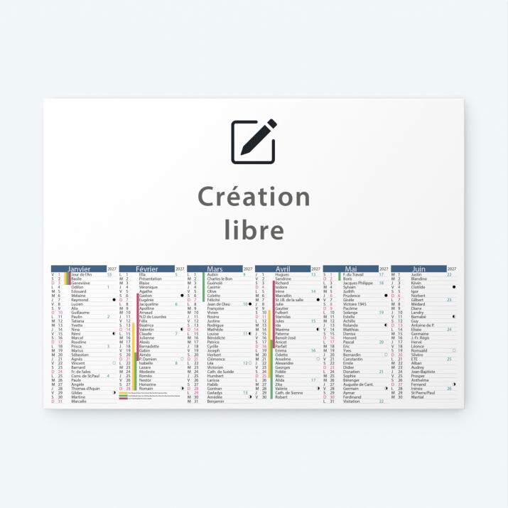 Calendrier bancaire carton Grille en Colonnes