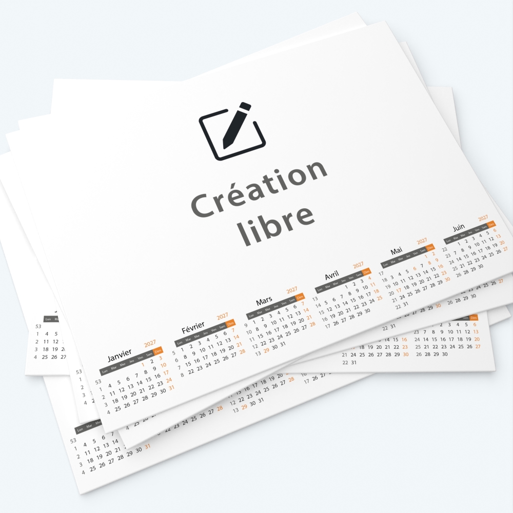 Calendrier bancaire carton Grille en Carrés - Calendrier entièrement personnalisable en recto/verso