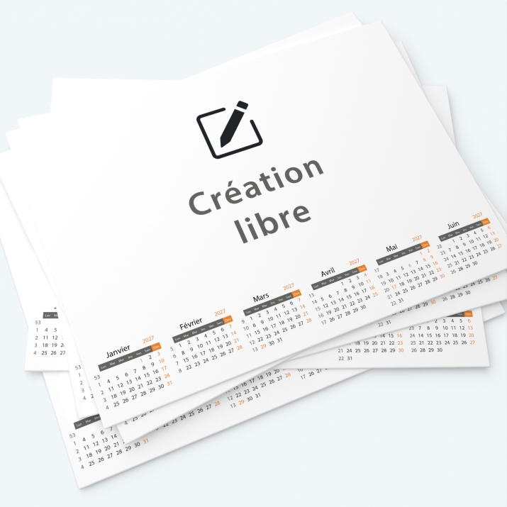 Calendrier bancaire carton Grille en Carrés - Calendrier entièrement personnalisable en recto/verso