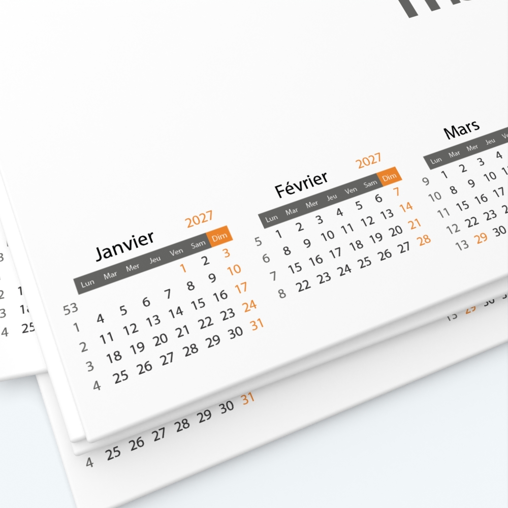 Calendrier bancaire carton Grille en Carrés - Grille calendaire simplifiée personnalisable