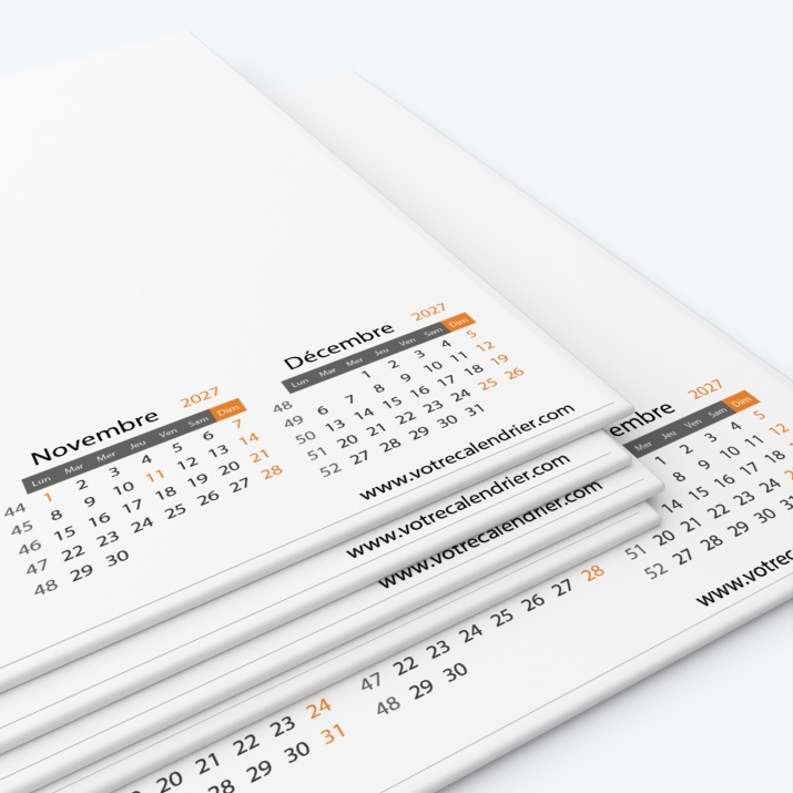 Calendrier bancaire carton Grille en Carrés