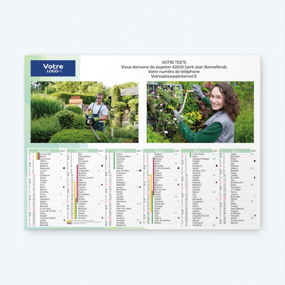 Calendrier bancaire carton Grille en Colonnes