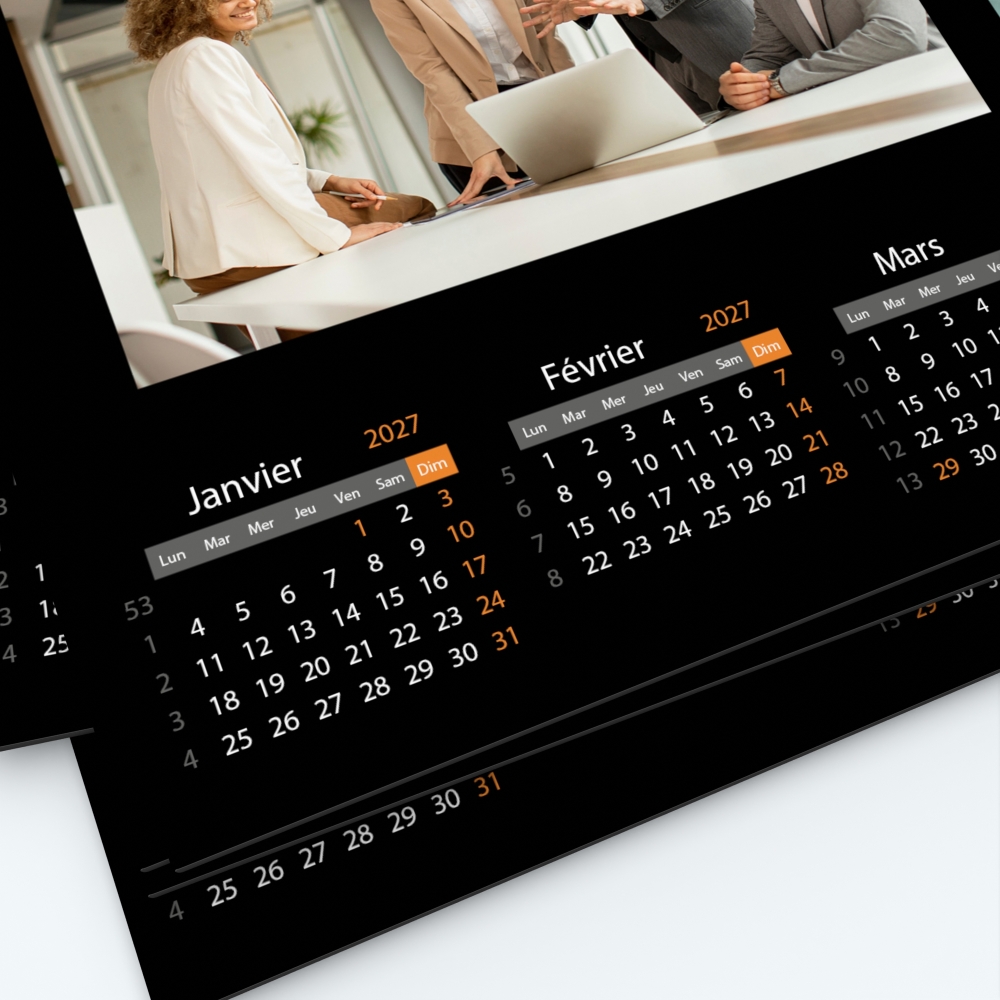 Calendrier bancaire carton Grille en Carrés - Grille calendaire simplifiée personnalisable