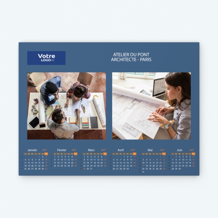 Calendrier bancaire carton Grille en Carrés