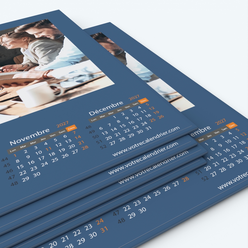 Calendrier bancaire carton Grille en Carrés