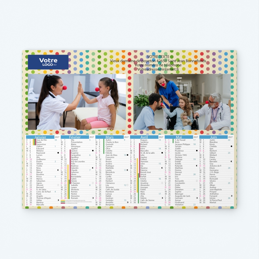 Calendrier bancaire carton Grille en Colonnes
