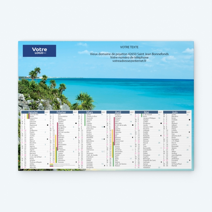 Calendrier bancaire carton Grille en Colonnes