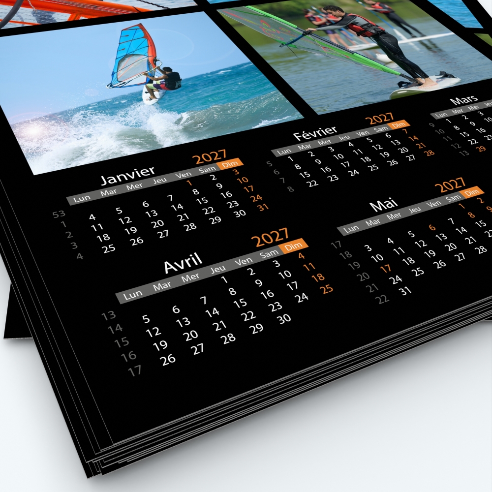 Calendrier photo deux pages XL - Grille calendaire personnalisable