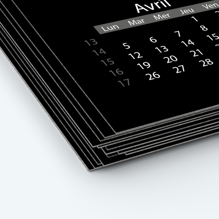 Calendrier photo deux pages XL - Papier épais rigide 400 g/m2