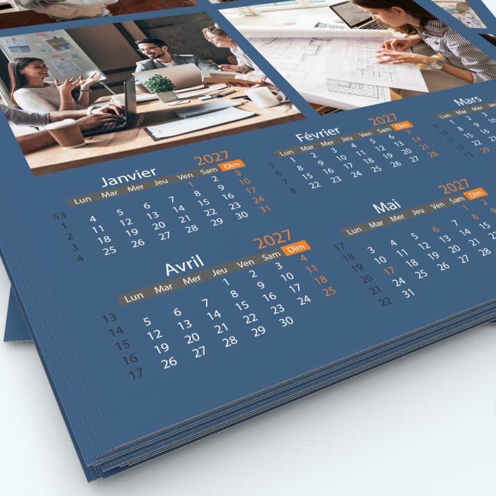Calendrier photo deux pages XL - Grille calendaire personnalisable