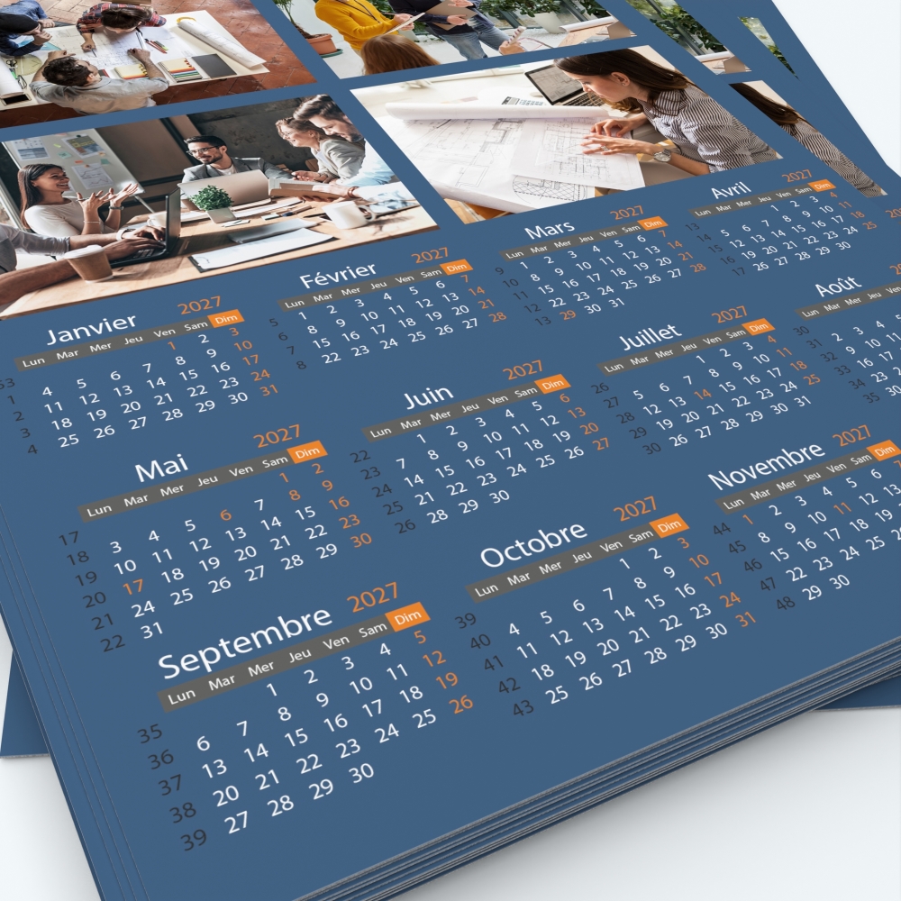 Calendrier photo une page - Grille calendaire personnalisable