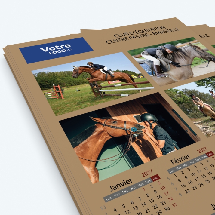 Calendrier photo une page - Nombre de photos, logos et texte illimité