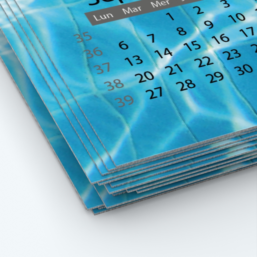 Calendrier photo une page - Papier épais rigide 400 g/m2