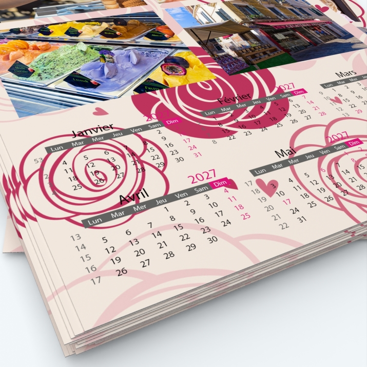Calendrier photo deux pages - Grille calendaire personnalisable