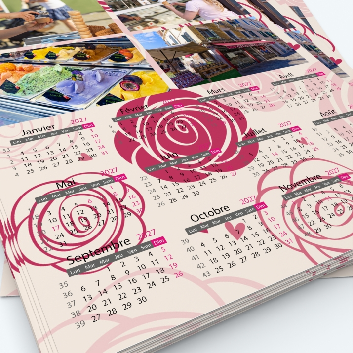 Calendrier photo une page XL - Grille calendaire personnalisable