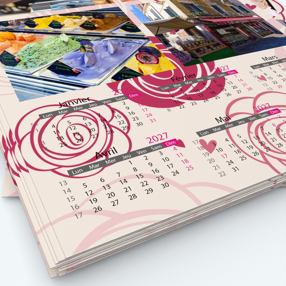 Calendrier photo deux pages XL - Grille calendaire personnalisable